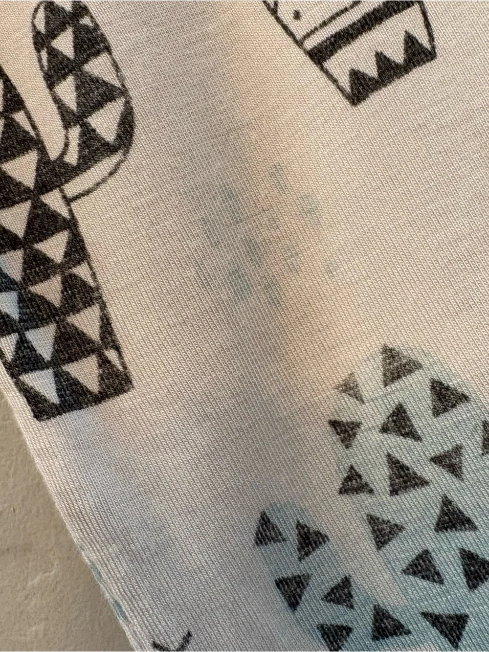 Little Sleepies OG white blue black cactus print long sleeve pajama top size 3T